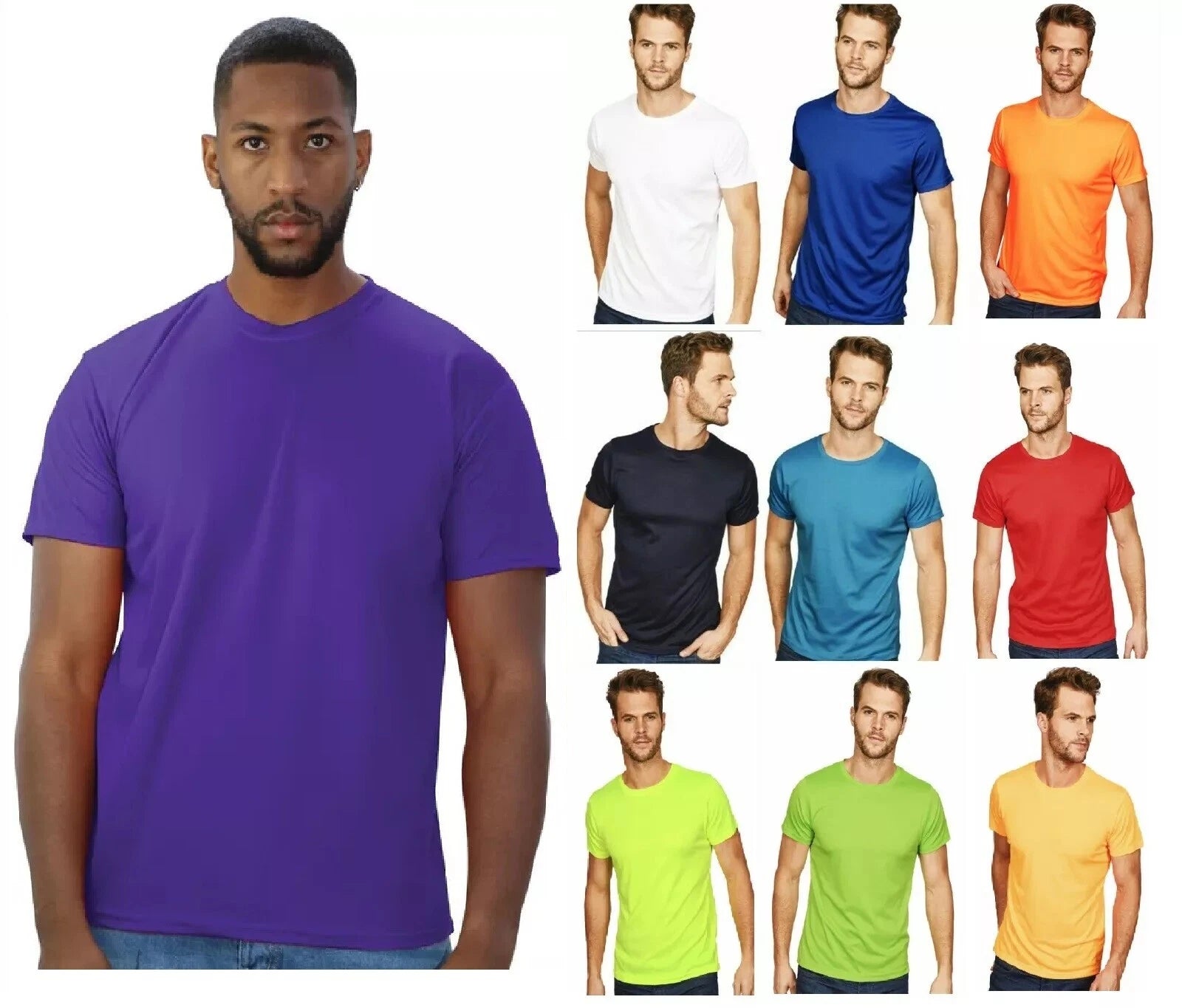 Mens POLYESTER T shirts Crew Neck Summer Cool Heat Sweatproof Embroidery Gym top