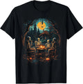 Retro Ghost & Skeleton Camping Halloween Tee - Gothic Style