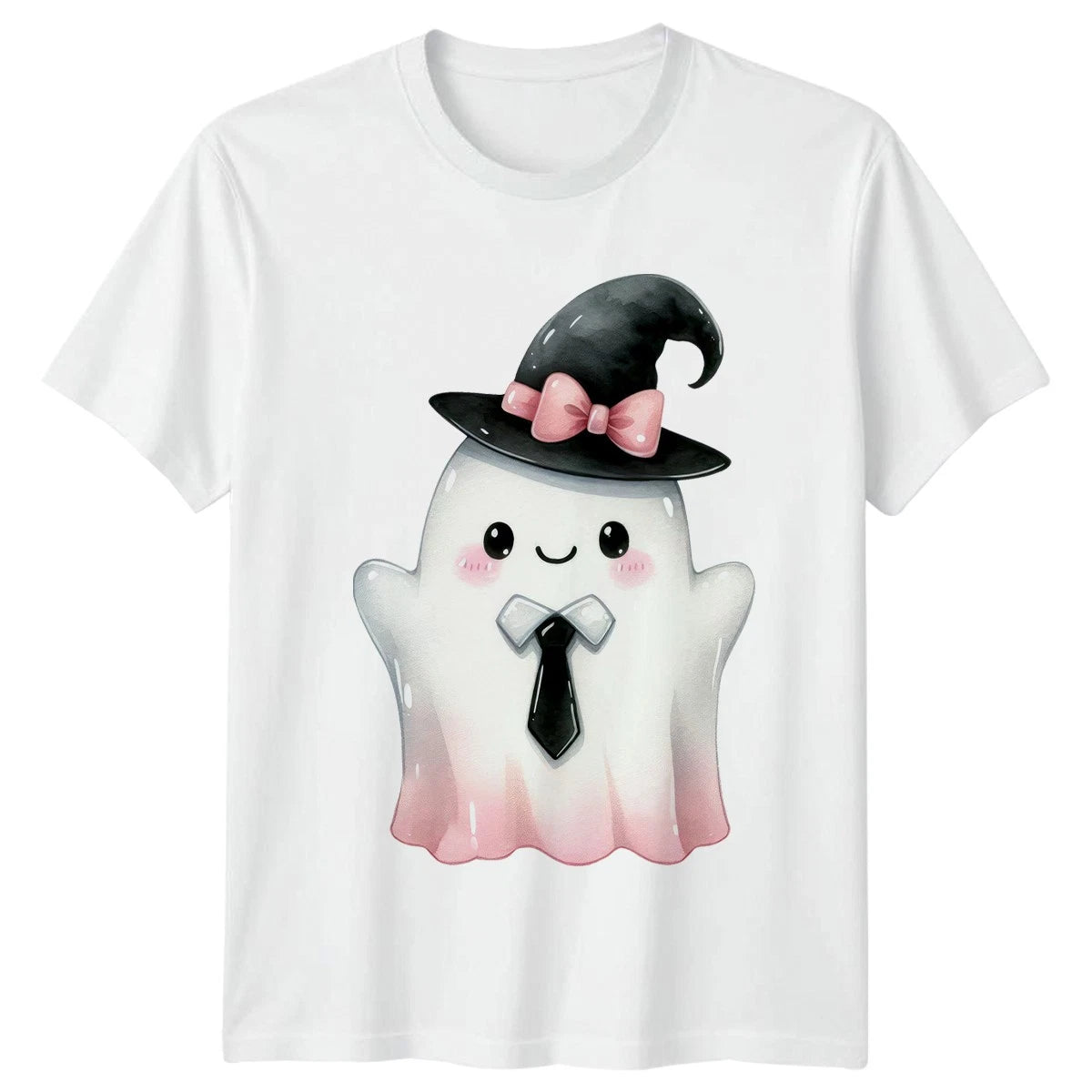Cute Pink Coquette Ghost Womens T-Shirt Halloween Gift For Her