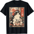 Funny Gamer Cat Graphic Tee - Kawaii Ramen Cat Gaming T-Shirt Image 1 of 3