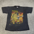 Vintage Firefighter Shirt Mens Large Black Oneita Double Sided Graphic 90s