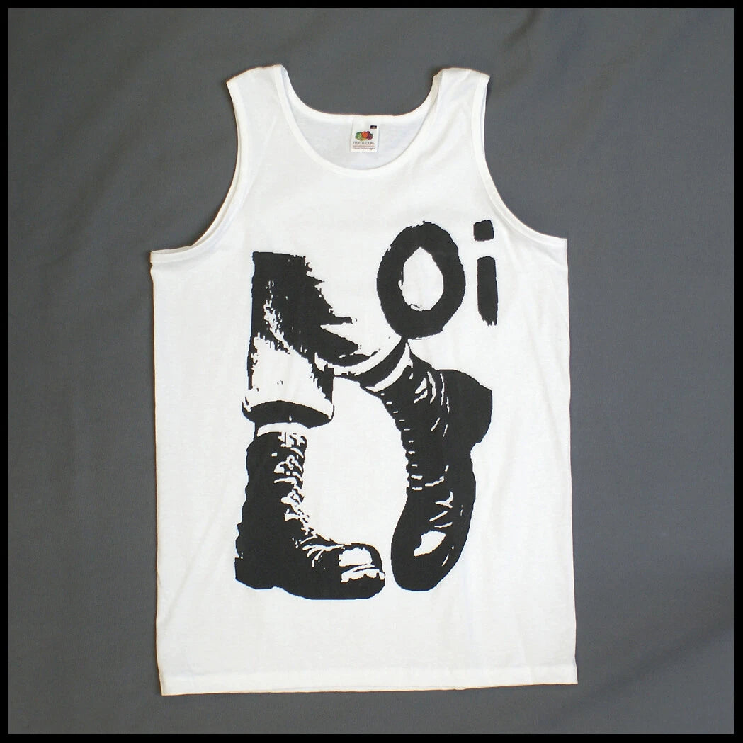 Skinhead Oi Punk Rock T-SHIRT vest top unisex white S-2XL