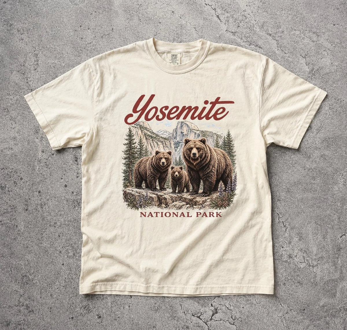 Yosemite National Park Bear Graphic T-Shirt Vintage Mountain Wildlife Tee Image 1 of 3