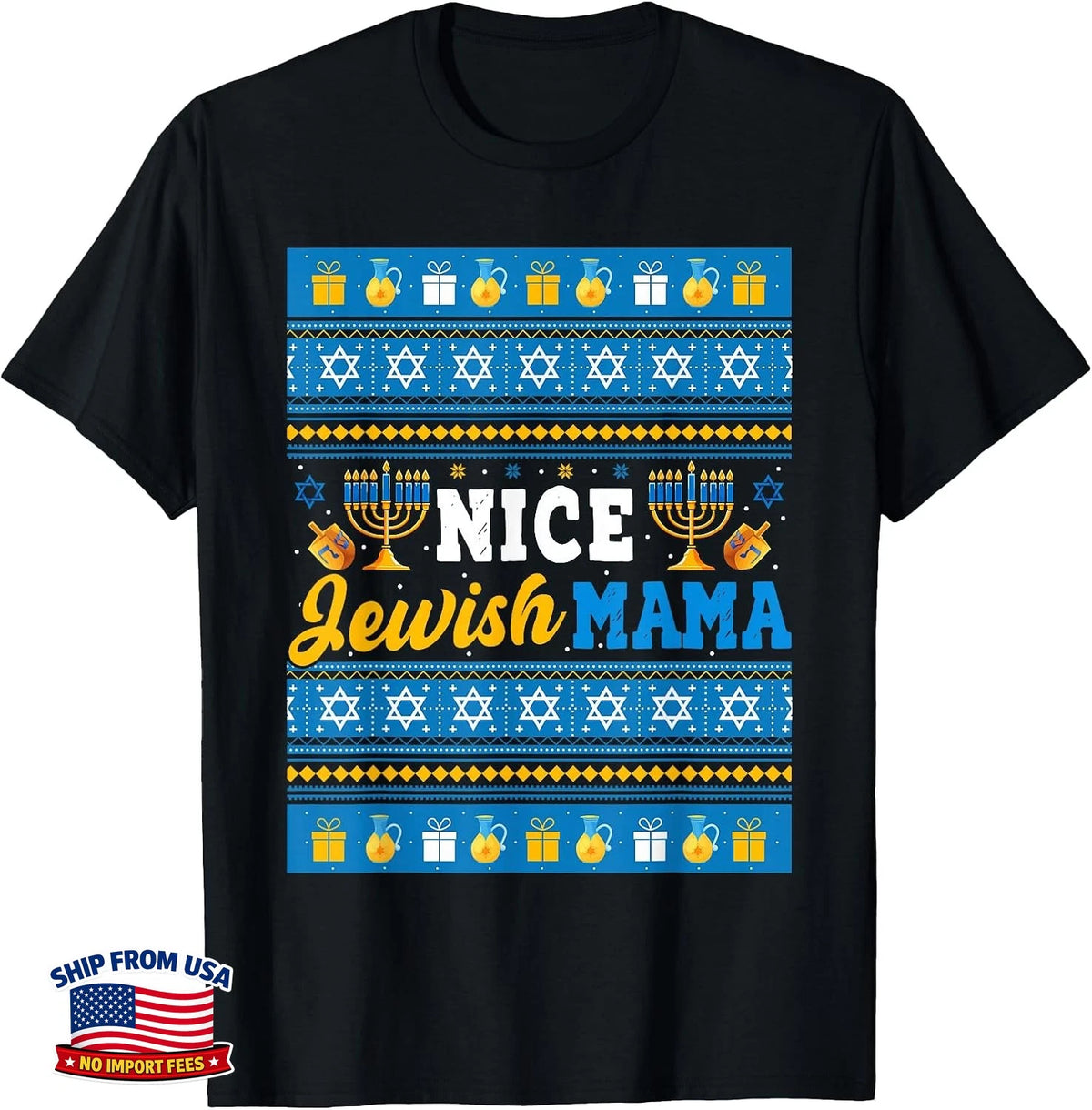 Nice Jewish Mama Hanukkah Menorah Dreidel Matching Family Tee