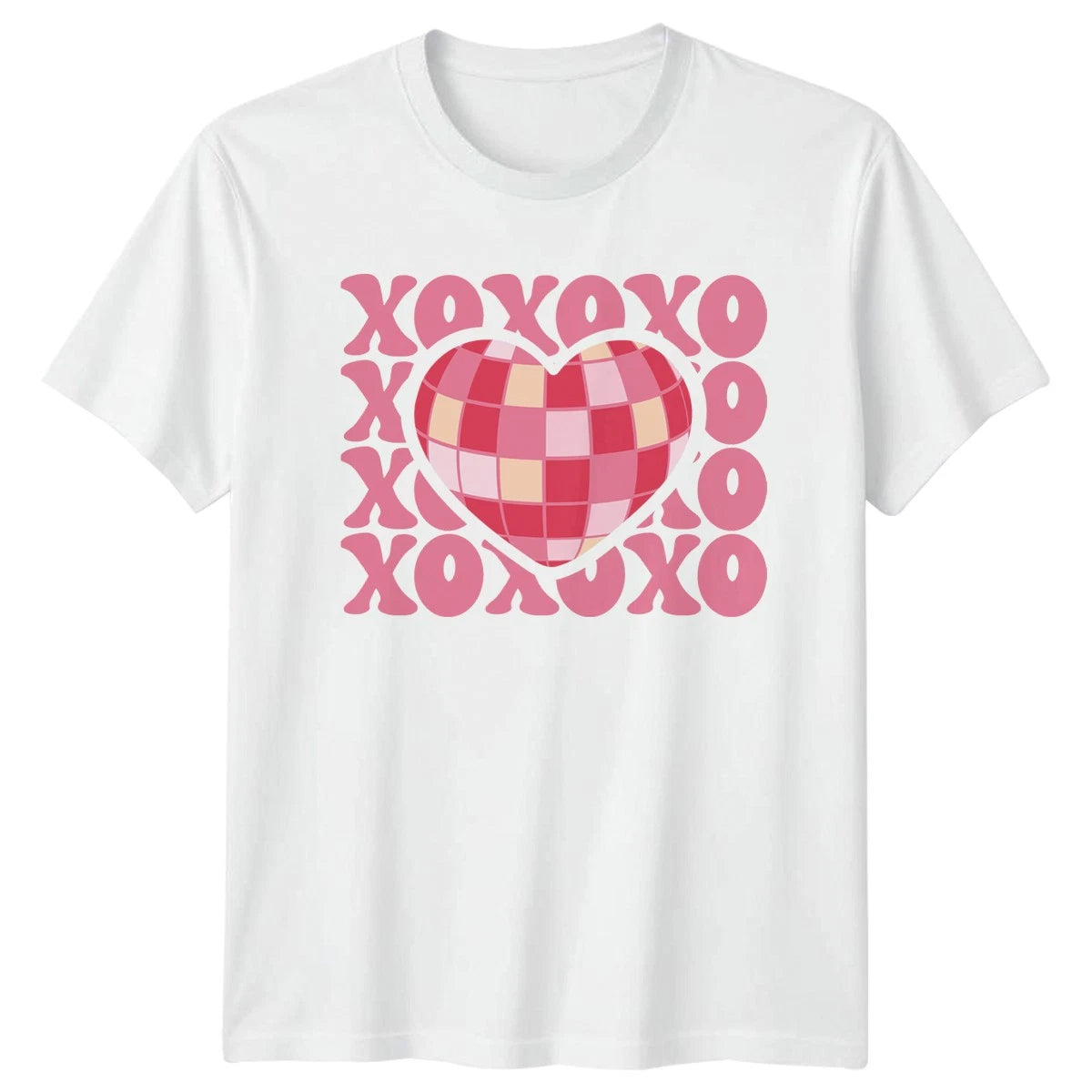 Xoxo Groovy Disco Heart Womens T-Shirt Disco Party Aesthetic