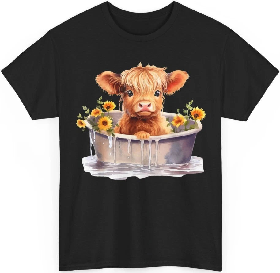 Highland Cow T-Shirt, Cow T-Shirt, Heifer T-Shirt, Cow With Flowers, Western S..