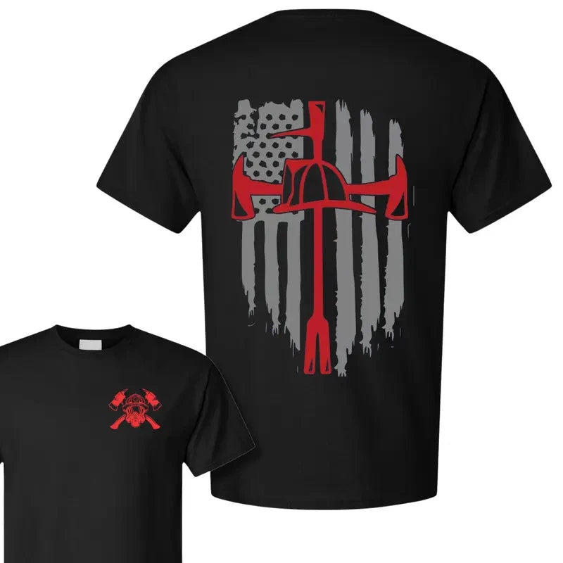Firefighter Brotherhood T-Shirt, Thin Red Line Fire and Rescue Graphic Tee, Soft