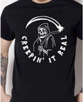 Spirit Halloween Creepin It Real Shirt Mens Medium Black Grim Reaper Graphic Tee