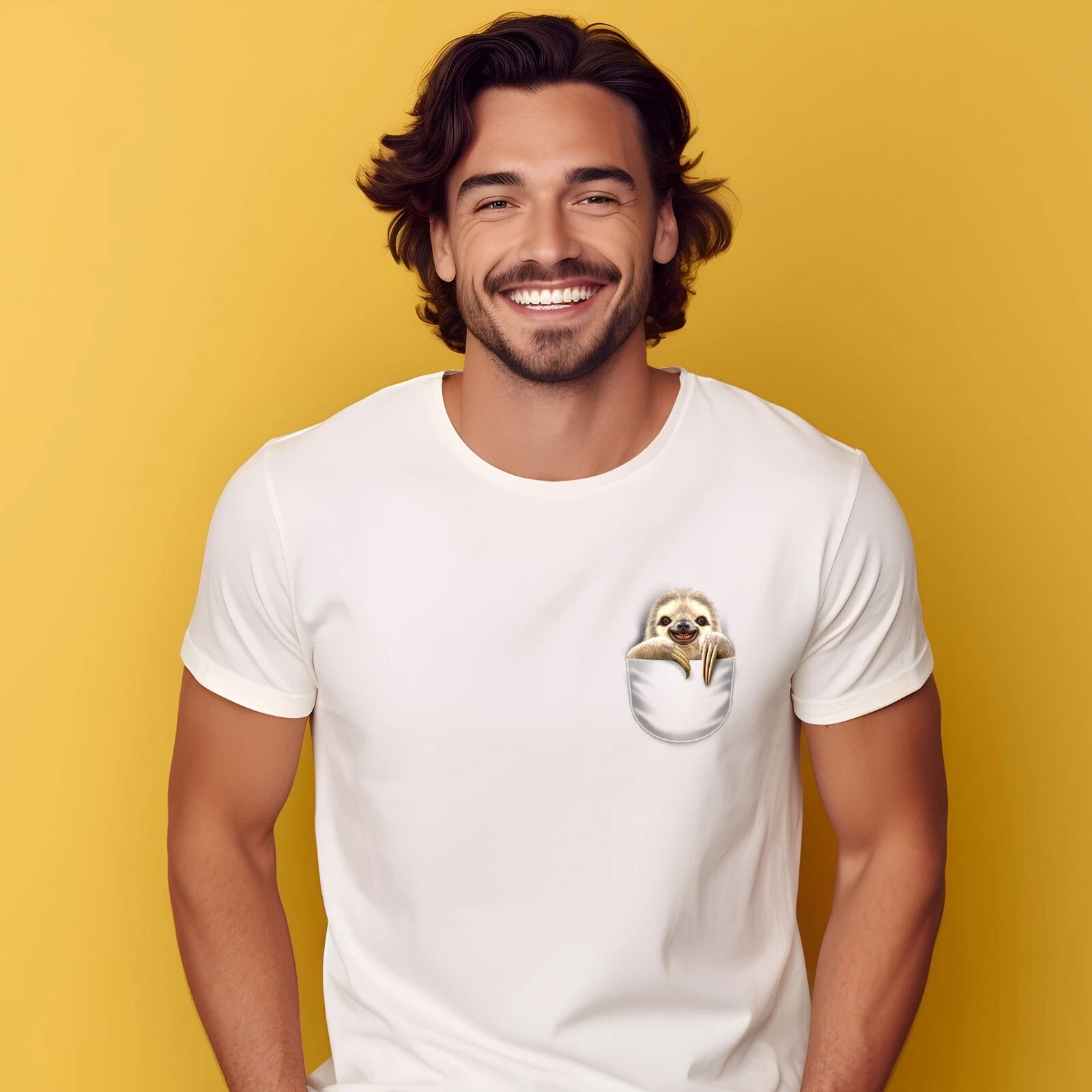 Men's Short Sleeve T-Shirt White, CAT WITH HEART EYE