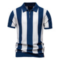 Men's new summer collar short sleeved woolen striped shirt T-shirt