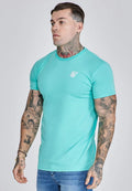 SikSilk Men's Muscle Fit Short Sleeved Crew Neck Essentials T-Shirt Tee Green