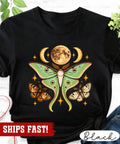 Luna Moth Shirt, Moon Phase Celestial Moth Entomology Graphic Tee