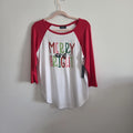 Scarlett "Merry and Bright: Women's (PL) Christmas Raglan Tee ~ New With Tags