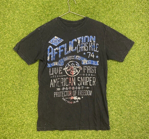 Affliction American Sniper Shirt Mens Medium Chris Kyle Freedom USA Flag Print