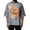 DOLCE & GABBANA T-shirt Gray Polka Dot Pin-Up Print Crew Neck IT48/US38/M 420usd