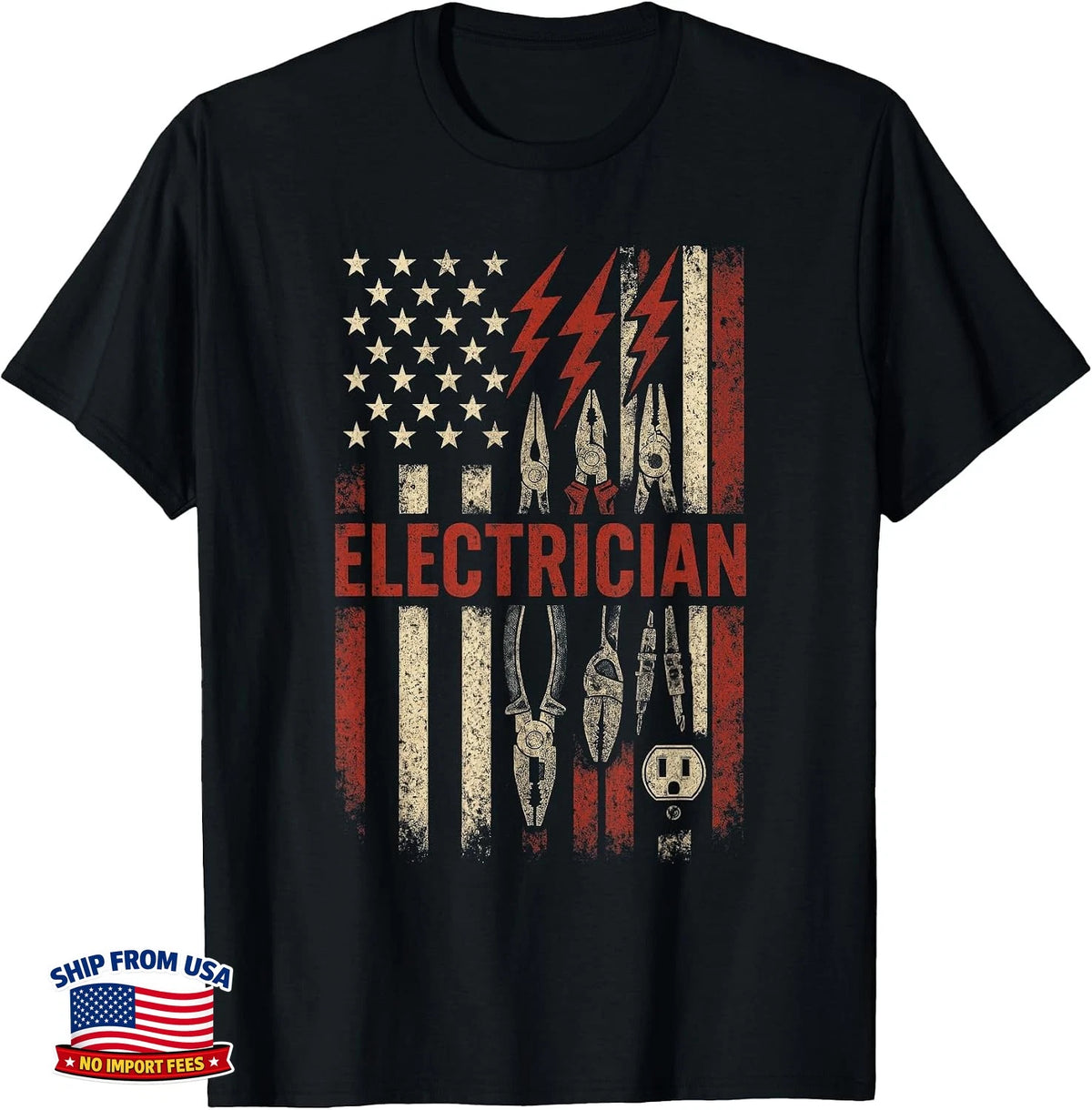 Electrician Tools Patriotism Funny T-Shirt