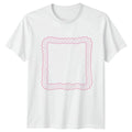 Preppy Pink Scalloped Frame Womens T-Shirt Aesthetic Pink Frames Gift For Her