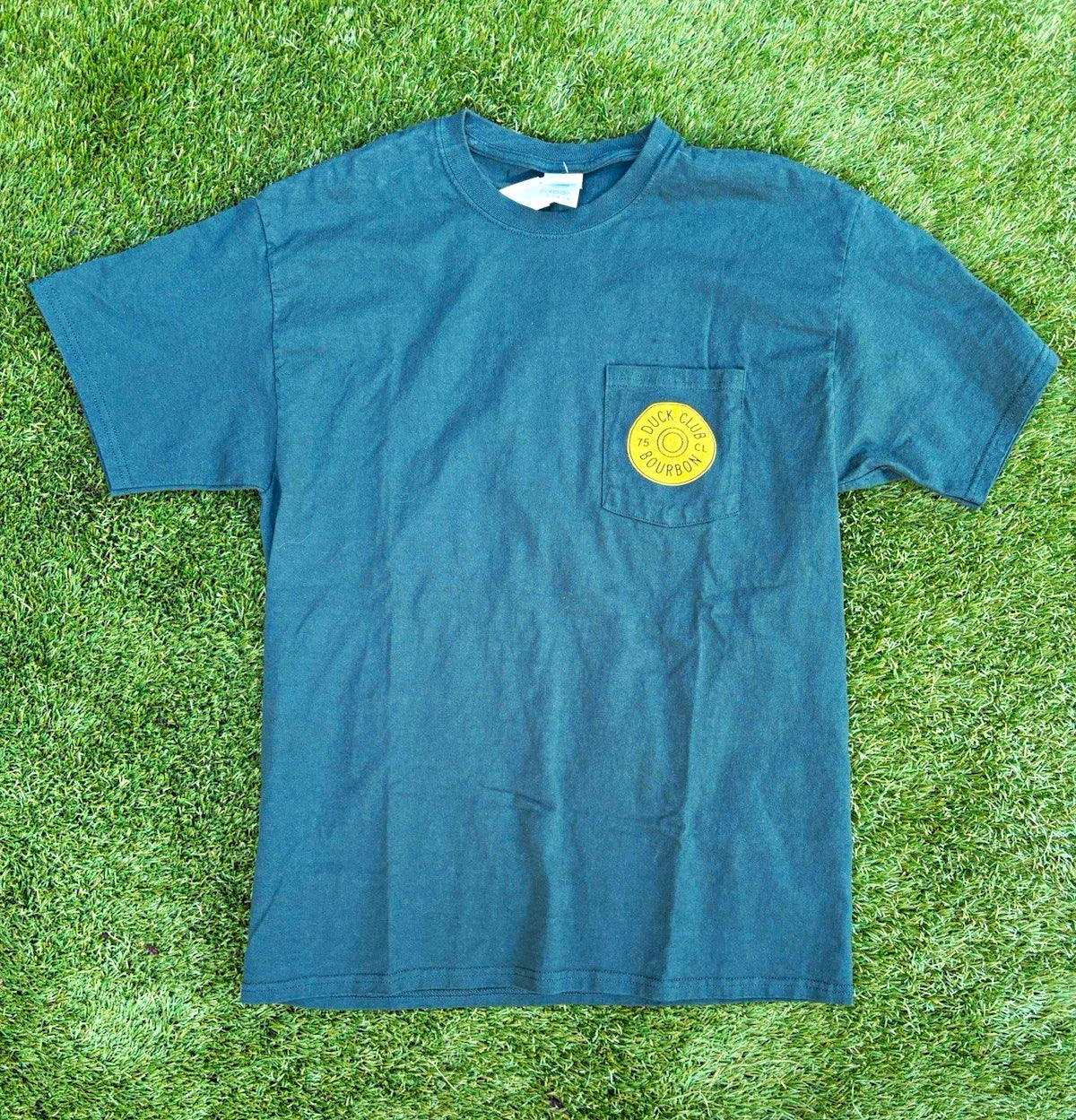 Duck Club Bourbon Men's Green Cotton Crew Neck Short Sleeve Pocket T-Shirt L