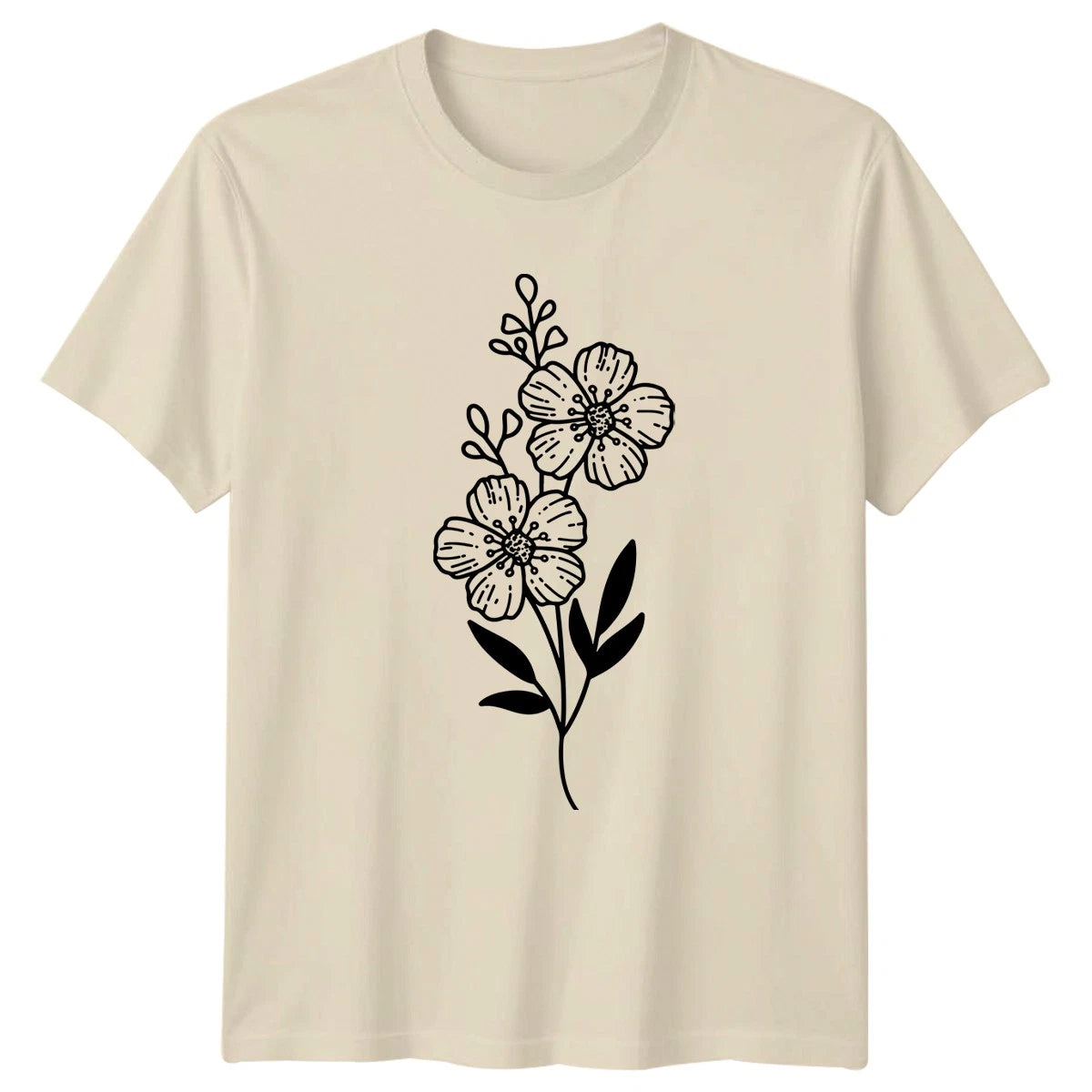 Elegant Minimalist Floral Design T-Shirt Botanical Nature Birthday Gift
