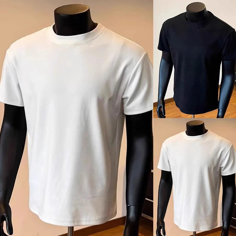 Men Slim T-Shirt Casual Pullover Short Sleeve Regular Length Streetwear Style