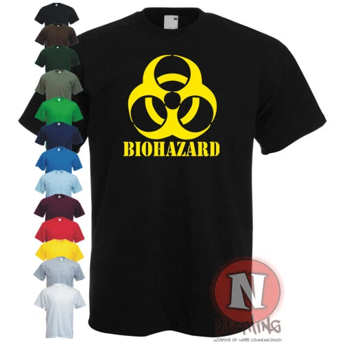 Camiseta BIOHAZARD Emo Gamer Cool Rock Música Zombi Apocalipsis Armageddon