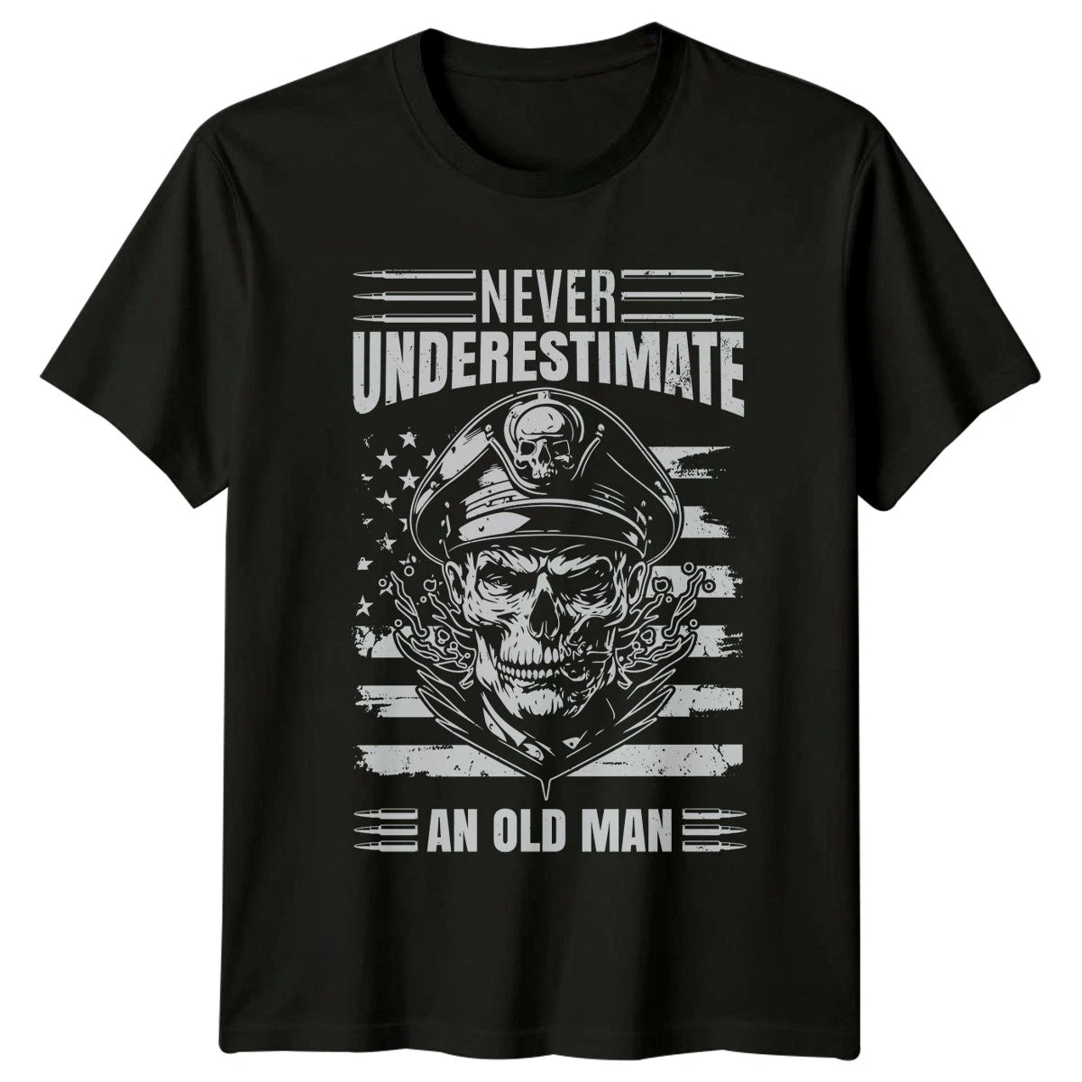 Never Underestimate An Old Man Mens T-Shirt Veteran Retirement Fathers Day