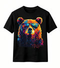 Retro Colorful Bear Sunglasses Animal Pop Art Graphic Tee T-Shirt