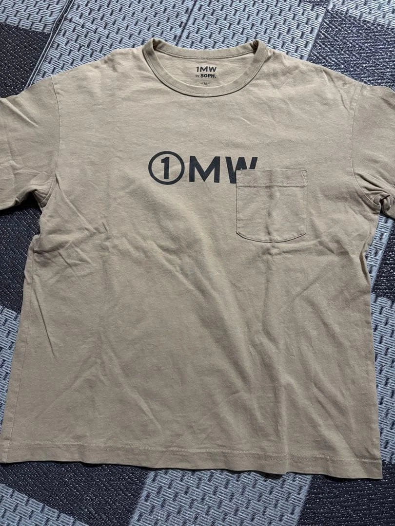 1MW by SOPH. Beige T-Shirt with Front Pocket, Size M