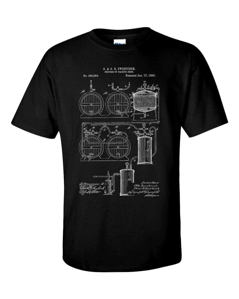 Beer Brewing 1893 Patent Craft Beer Blueprint Homebrew Gift T-Shirt