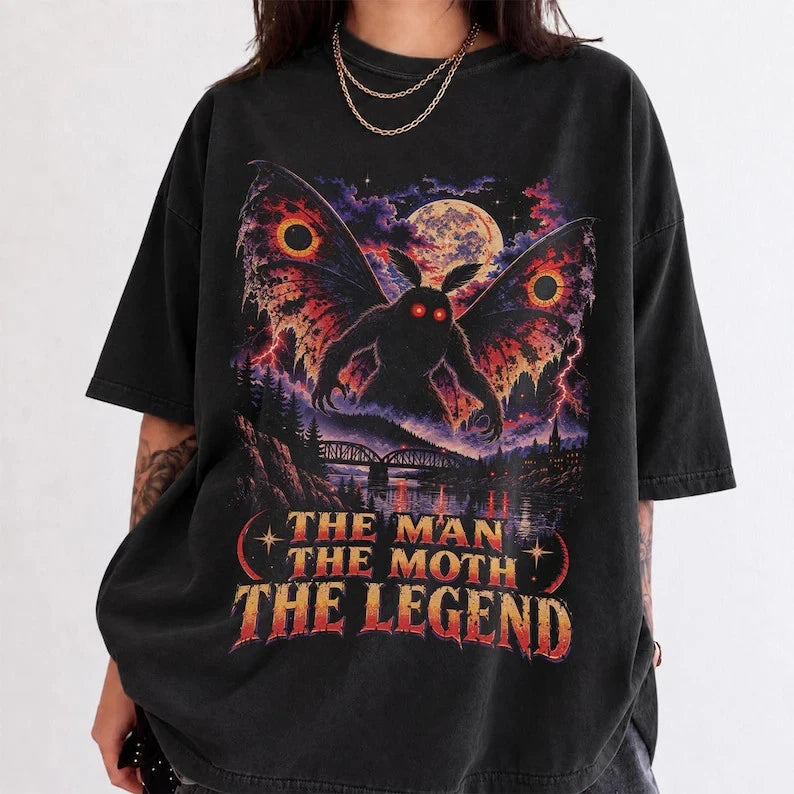 Mothman Shirt, The Man The Moth The Legend Tee, Vintage Cryptid Shirt Image 1 of 4