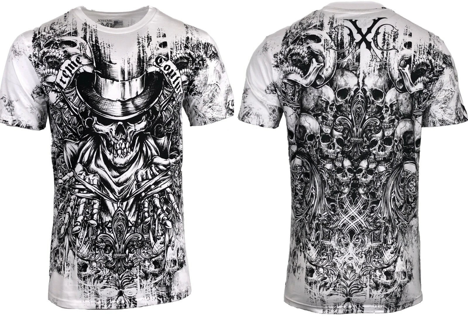 Xtreme Couture Affliction Men's T-Shirt OFFERING Skull White Tattoo Biker L-5XL