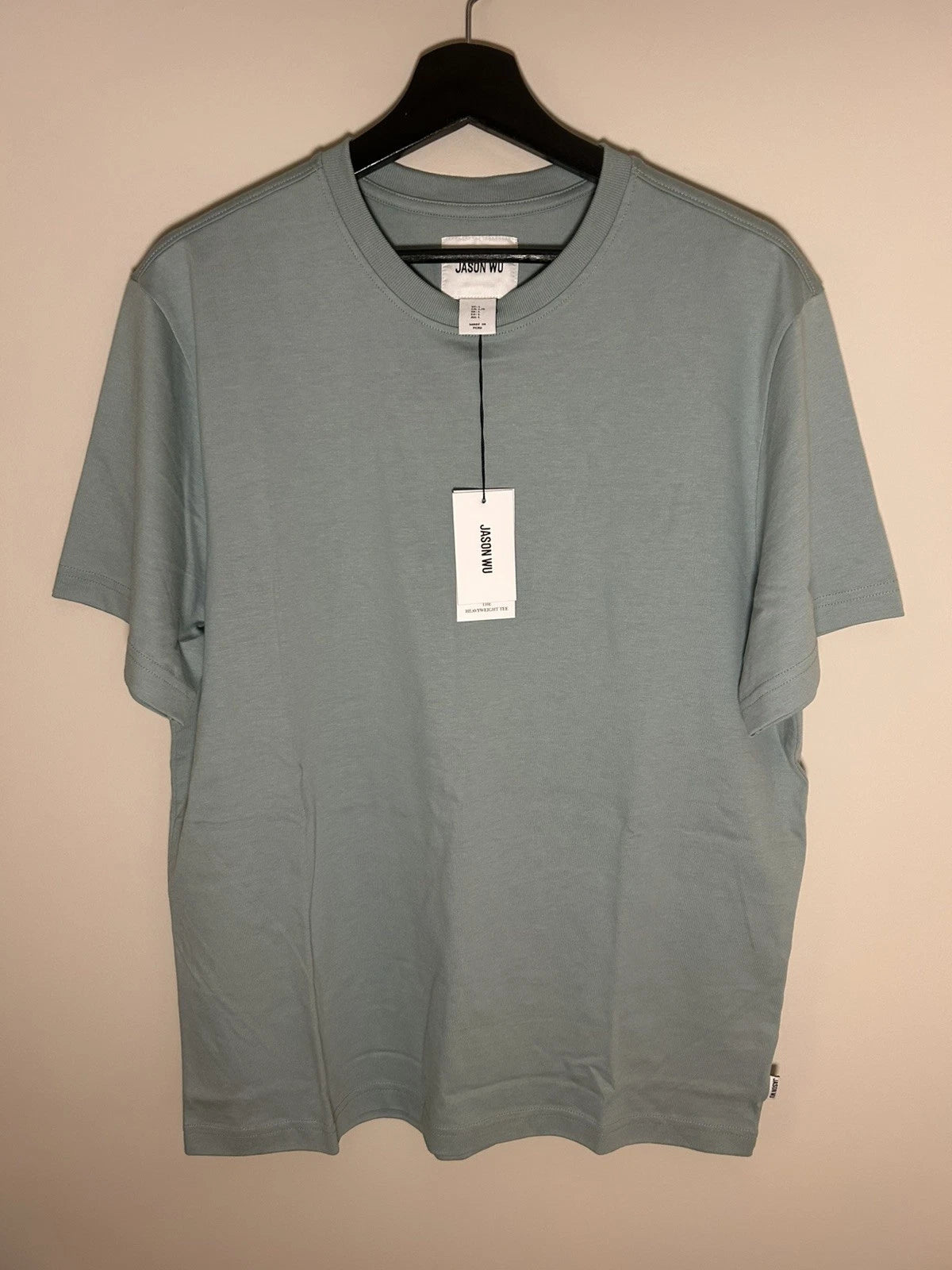 NWT Jason Wu 100% Cotton Teal Heavyweight Tee Size L Crew Neck Short Sleeve
