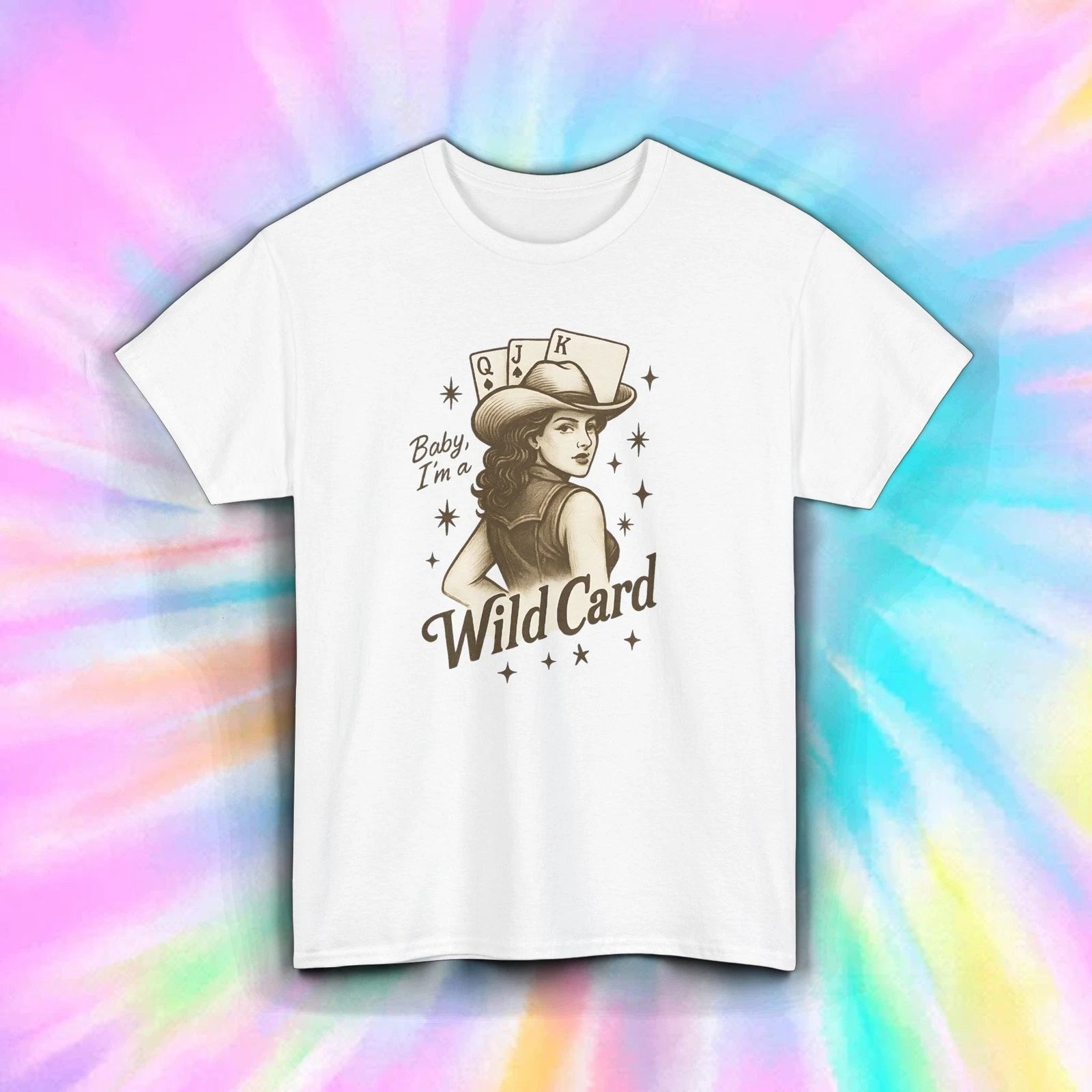 Wild Card Shirt Cowgirl Western Vintage Funny Poker Graphic Rodeo Style Tee S-5X