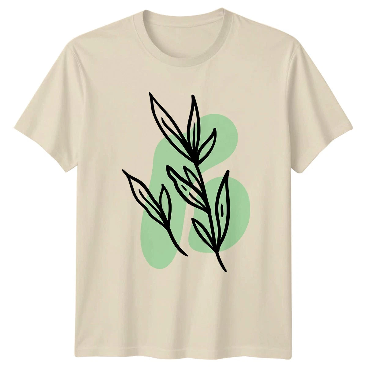 Abstract Botanical Leaf Green Design T-Shirt Minimalist Leaf Birthday Gift