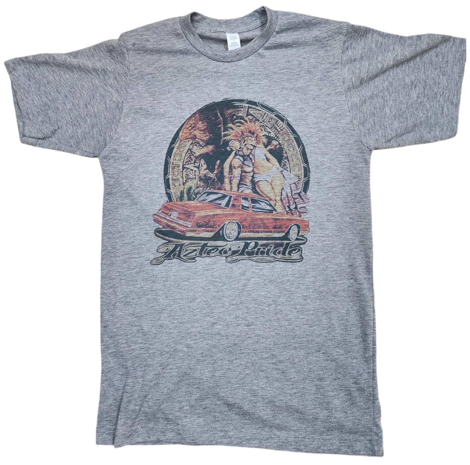 Aztec Pride men's T-shirt color gray Chicano Mexican California Style Chevy