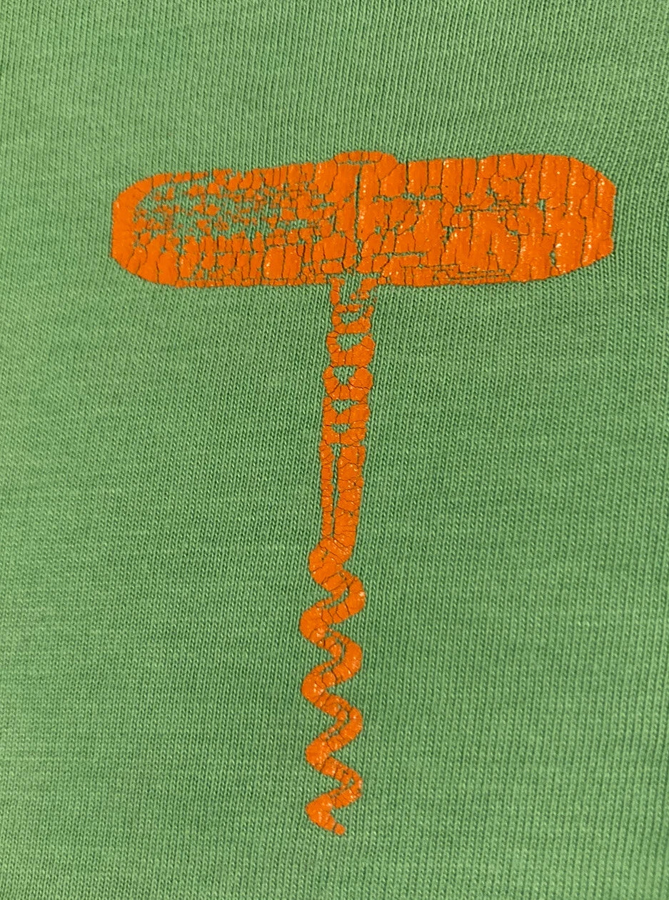 Vintage Corkscrew Graphic T-Shirt Large Bright Green w/ Subliminal  Image WINE