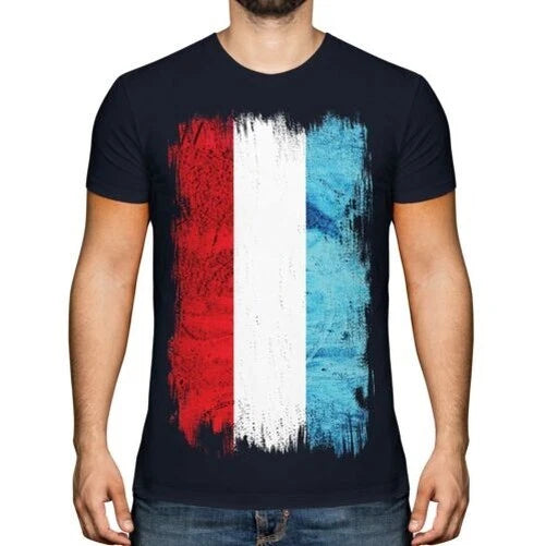 Luxembourg Grunge Flag Mens T-Shirt Lëtzebuerg Luxembourgish Luxemburg