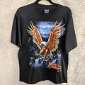 Wild Mens Black Eagle Bikers Lightning Graphic T shirt Size Large 100% Cotton