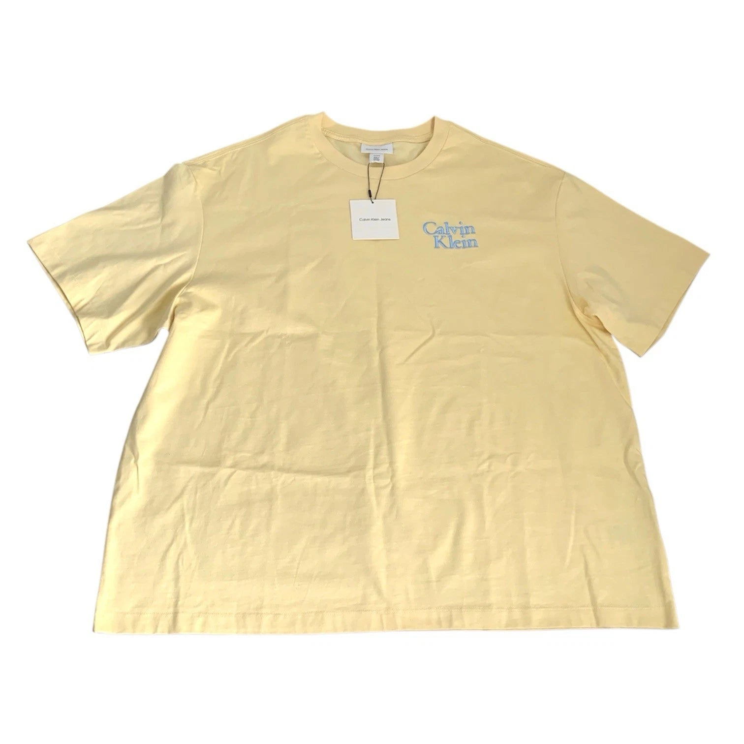 Calvin Klein Jeans Mens XL Short-Sleeve T-Shirt Yellow Embroidered Logo Cotton