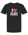 I Heart My Best Friend Toile Graphic Unisex Ring-Spun Cotton T-Shirt