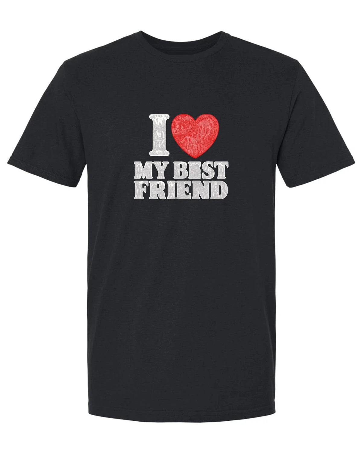I Heart My Best Friend Toile Graphic Unisex Ring-Spun Cotton T-Shirt