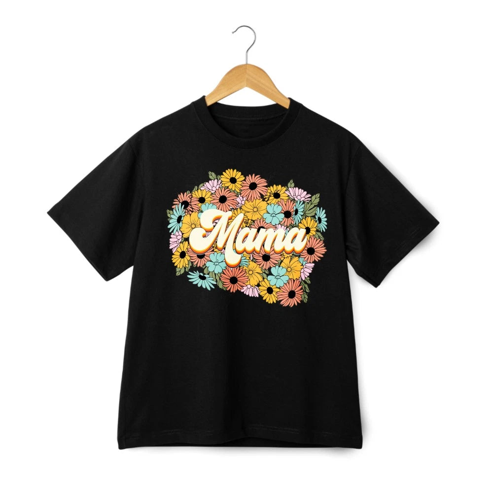 Retro Floral Mama Graphic T-Shirt-Mom Life Mother's Day Gift Tee Free Shipping