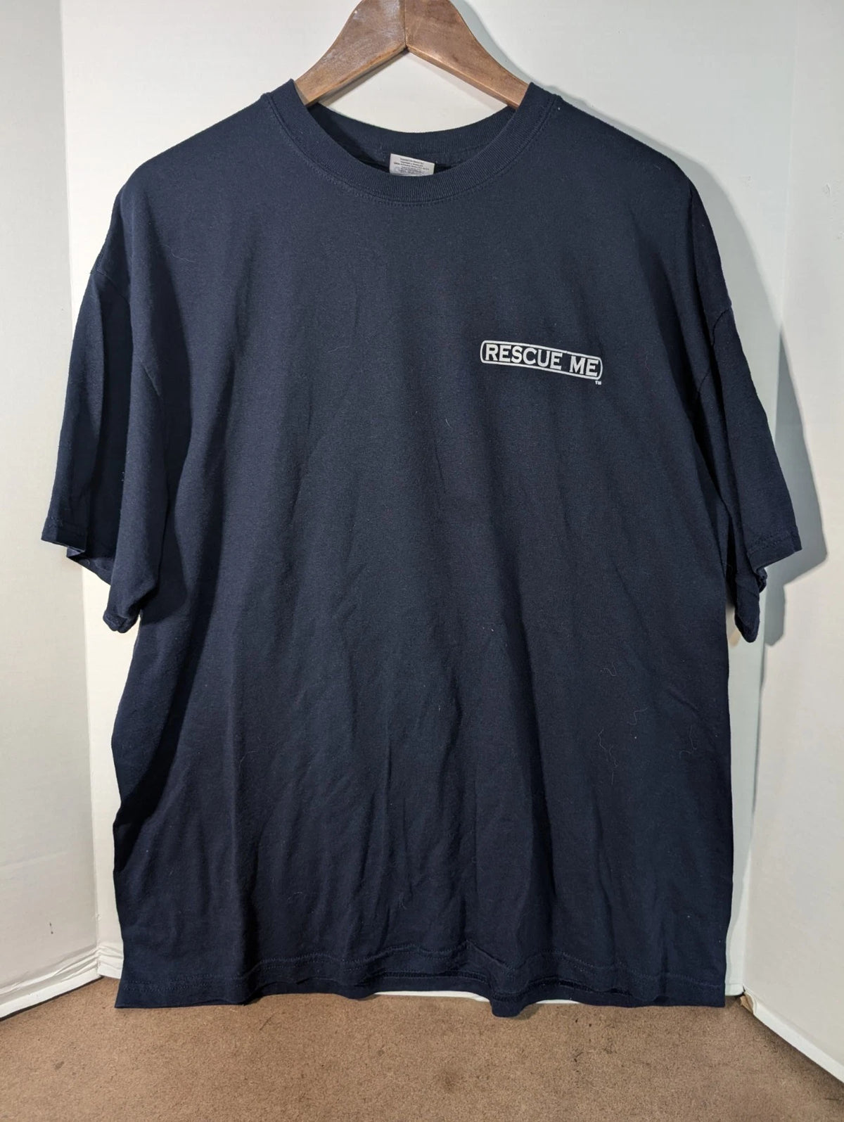 Rescue Me TV Show Promo XL Shirt Navy Blue New York Firefighter Denis Leary