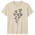 Delicate Botanical Line Art Wildflower Womens T-Shirt