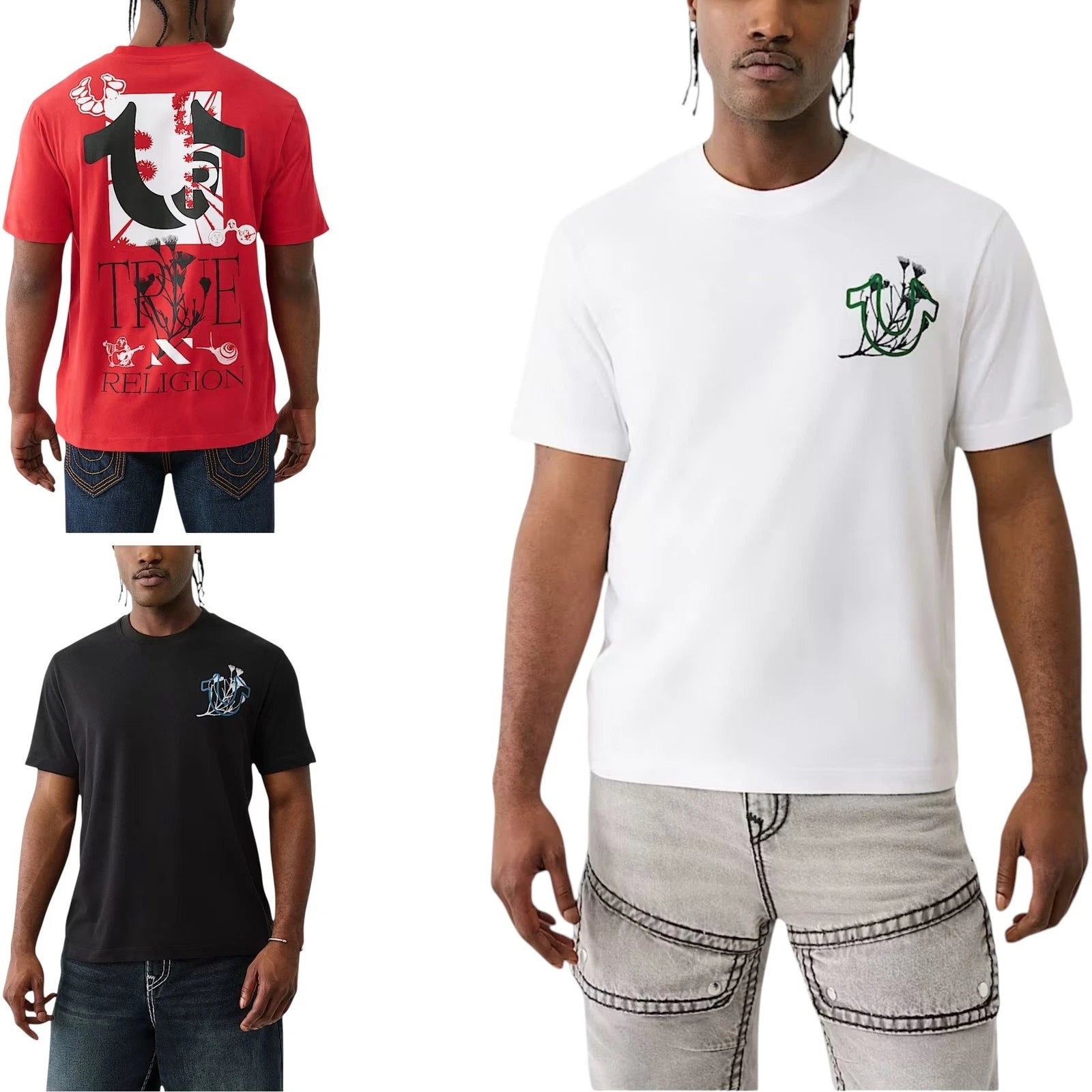 True Religion 109301 Mens T Shirts Short Sleeve Pullover Casual Sport Soft Top