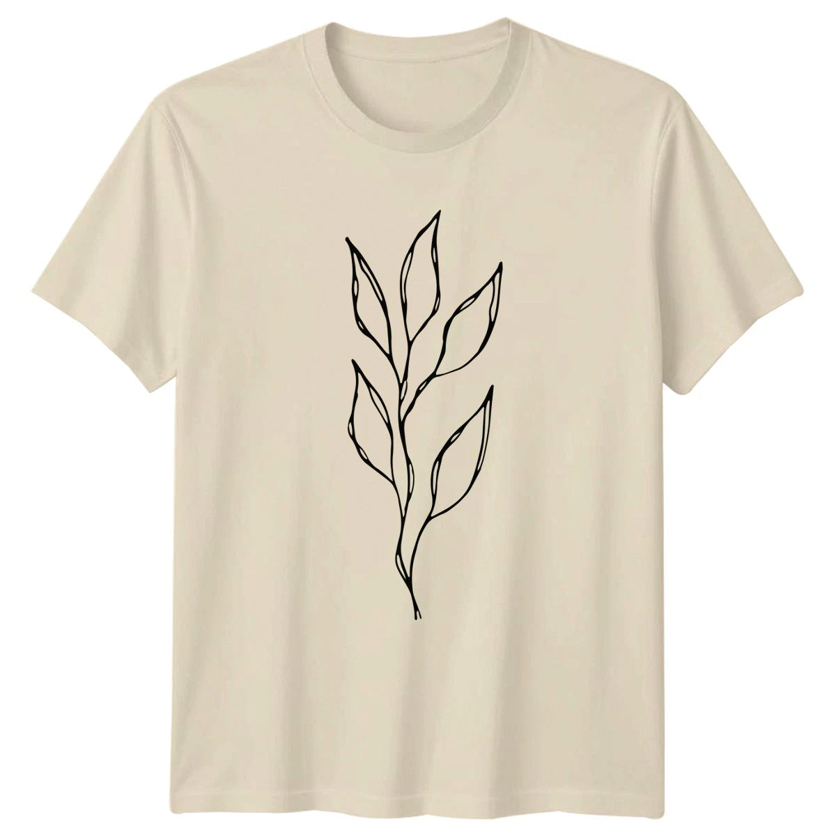 Hand Drawn Botanical Leaf Branch T-Shirt Minimalist Art Nature Gift