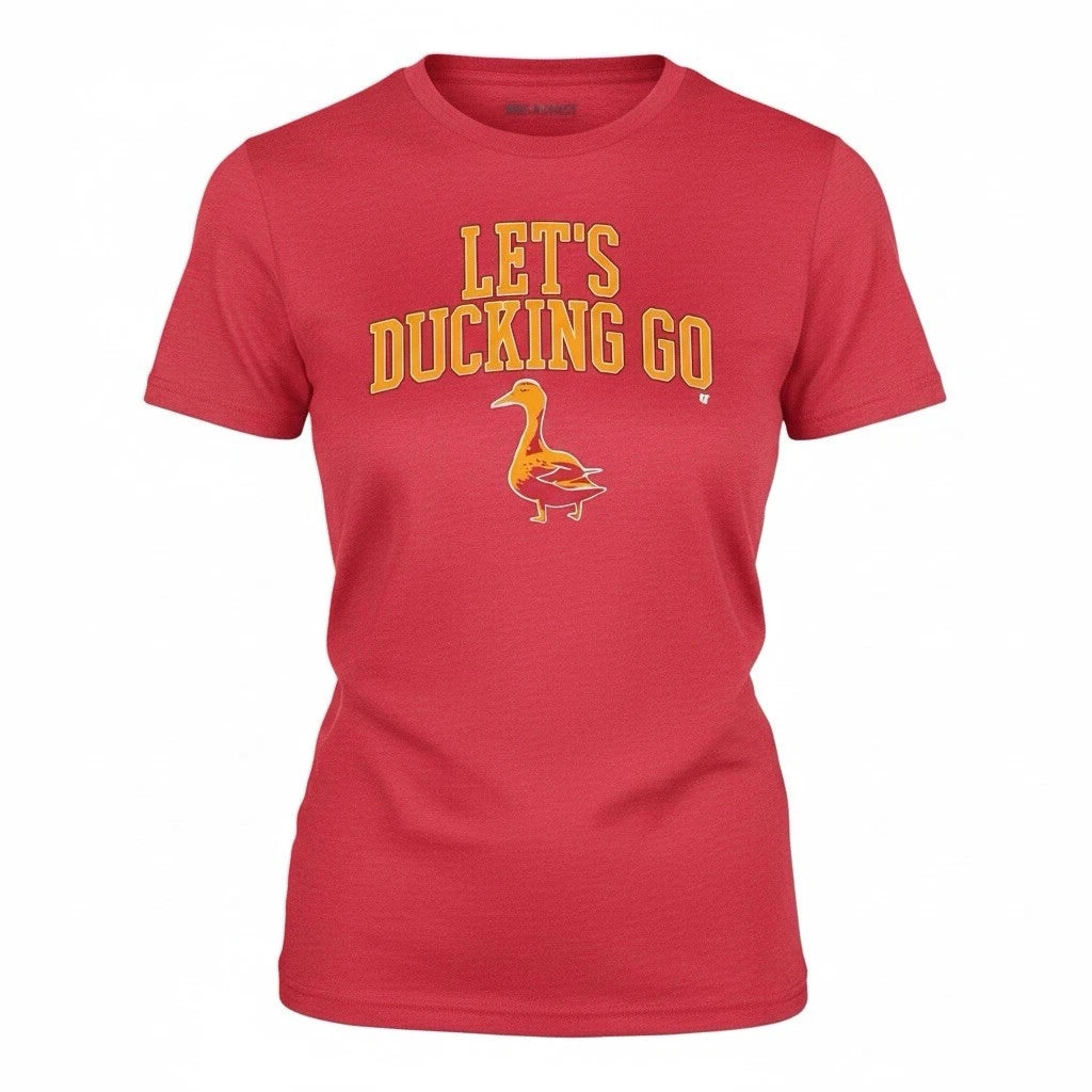 Let's Ducking Go Duck Graphic T-Shirt Red Size XL Crew Neck SS