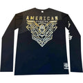 New Men's American Fighter Long Sleeve Athletic MMA Black/Gray T-Shirt XS-4XL