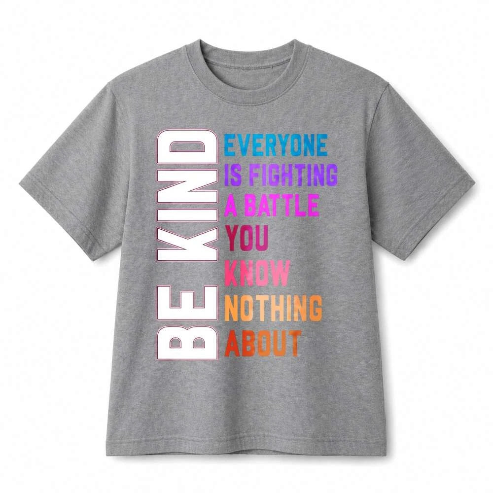 Unisex Inspirational Be Kind Tee Text Print Positive Quote Gift Cotton T-shirt
