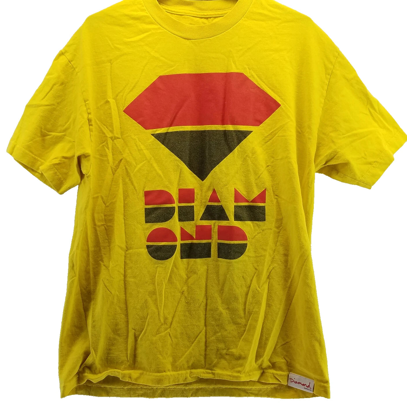 Diamond Shirt Mens Large Yellow Logo Tee Short Sleeve Pullover 100% Cotton
